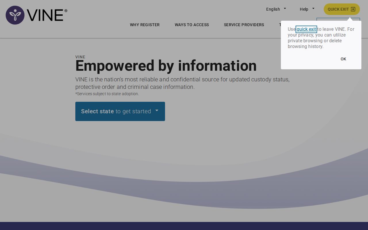 VINELink Illinois state and Pike County custody search controls