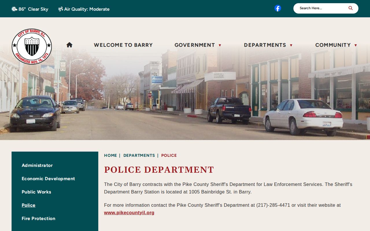 Barry Illinois sheriff contract information for recent arrest records